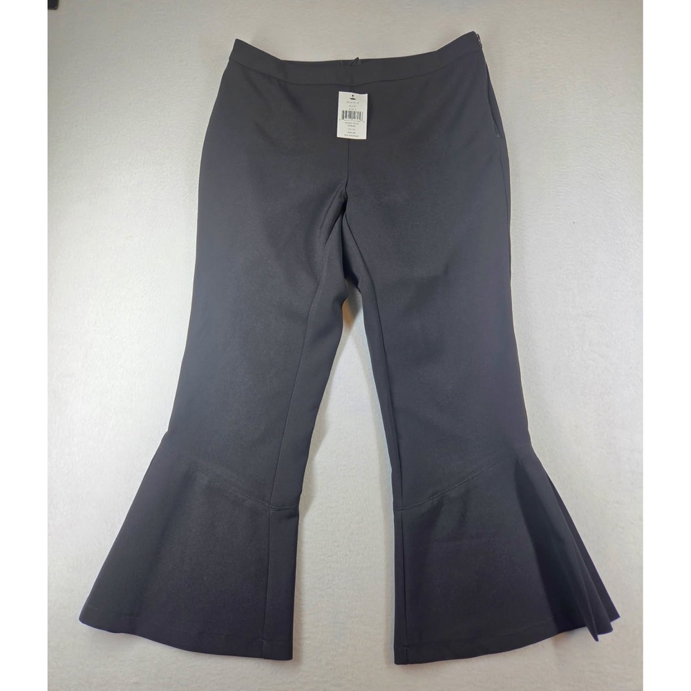 Saks Fifth Avenue Black Flare Split Hem Trousers Pants SP18-7011B Womens 6 NEW